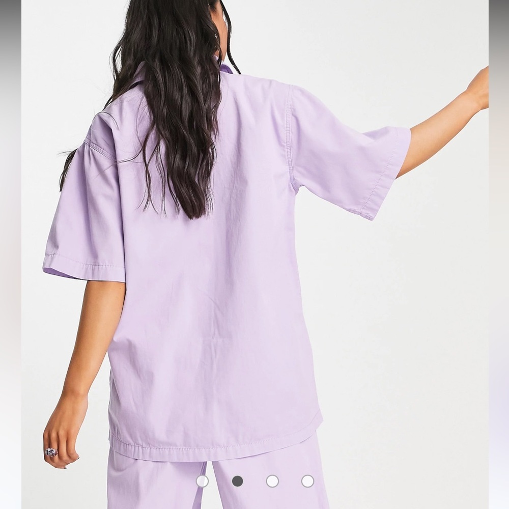 Topshop Lilac Oversized Utility Short Sleeve Shirt Size 12 - Picture 4 of 8